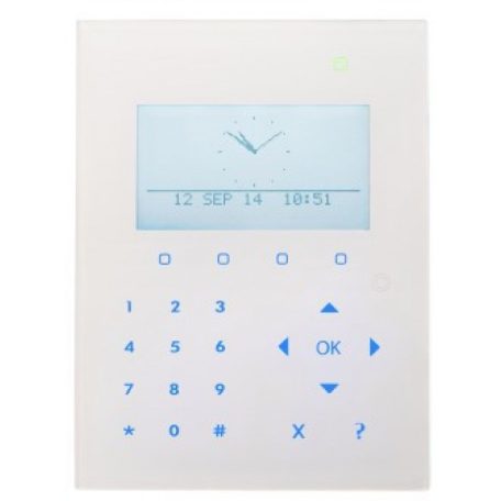 Vanderbilt-Acre SPCK520.100-N X-busz érintőgombos grafikus LCD kezelő felirat nélkül, audio, 128×64 képpont, kék háttérfény, 5 LED