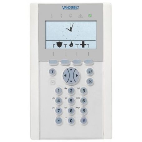 Vanderbilt-Acre SPCK620.100 X-busz komfort LCD kezelő, 128×64 képpont, kék háttérfény, szabotázsvédett, 5 állapotjelző LED