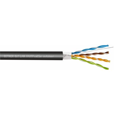 Bitner TI0092-100 F/UTP dupla köpenyes kültéri földkábel, PVC+PE, cat5e, 100m/tekercs